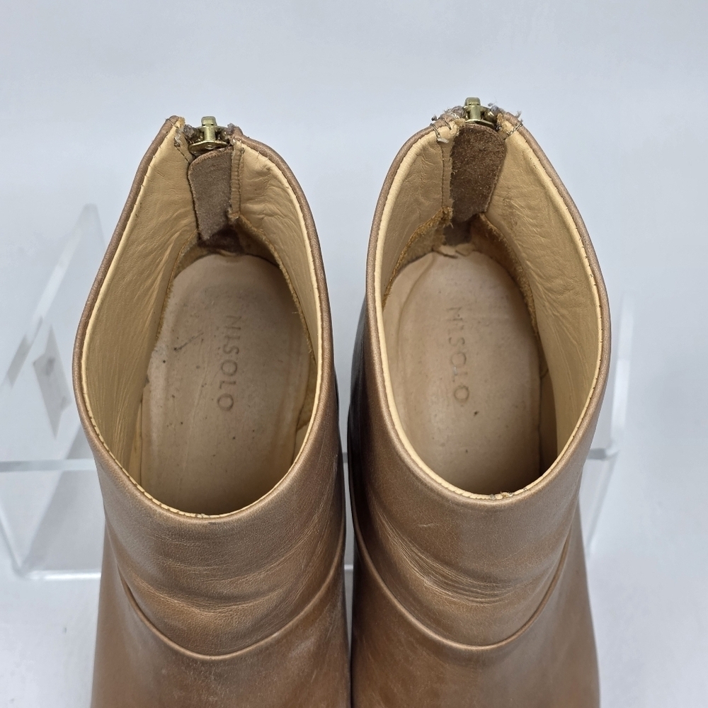 Nisolo Dari Ankle Boots Womens Size 8 Almond Leather Shoe Back Zip Heeled Bootie - Picture 8 of 11